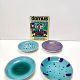 Set of Four Turquoise Earthenware Vide-Poche / Decorative Plates by Albisola