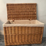 Woven wicker vintage suitcase