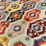 8x11 Vintage Multicolor Handmade Wool Kilim Rug, 254x348Cm