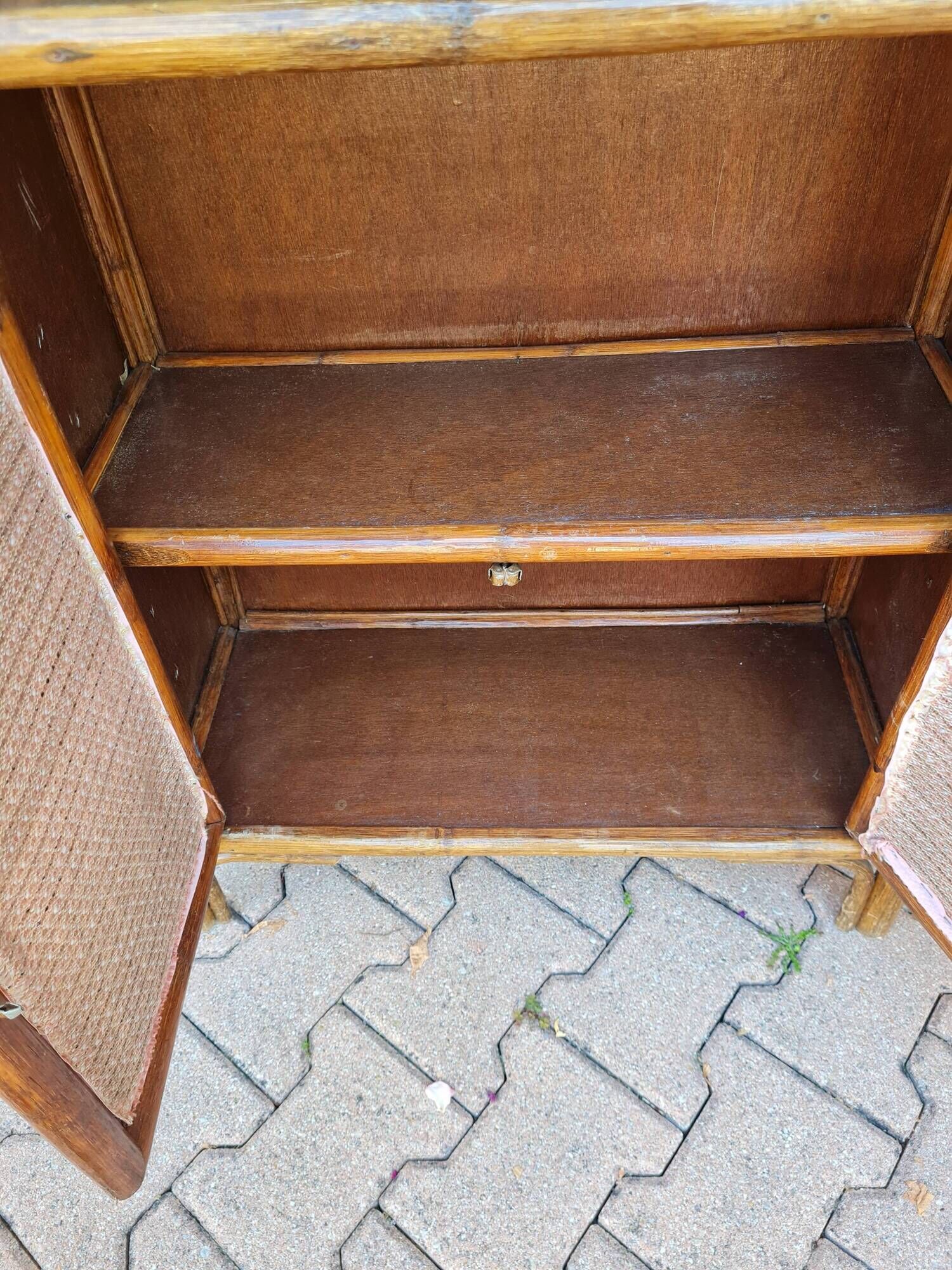 Rattan and canning furniture with vintage shelves
