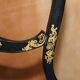 Regency Chair in Ebonised Wood and Gold Leaf Inlaid with Mother of Pearl circa 1815