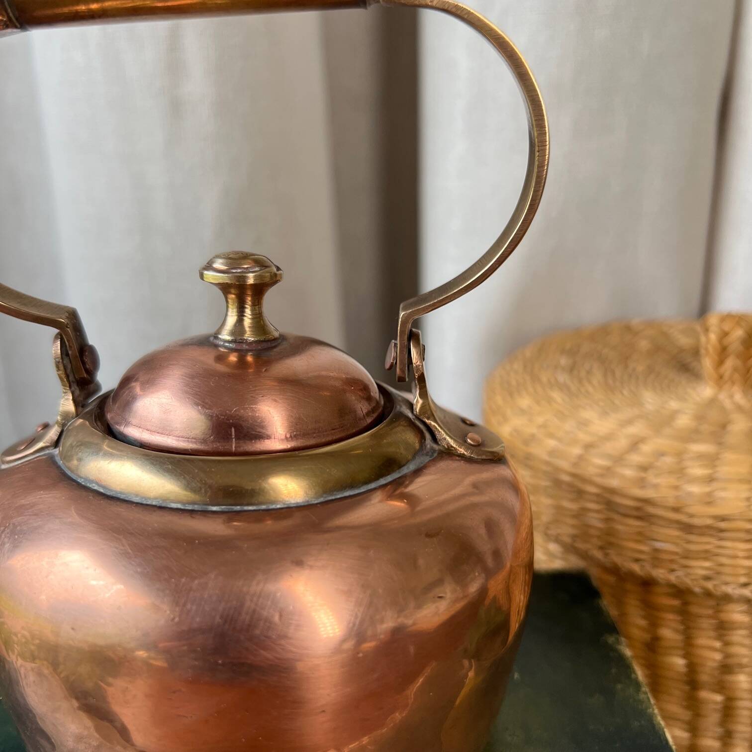 Small copper and brass teapot