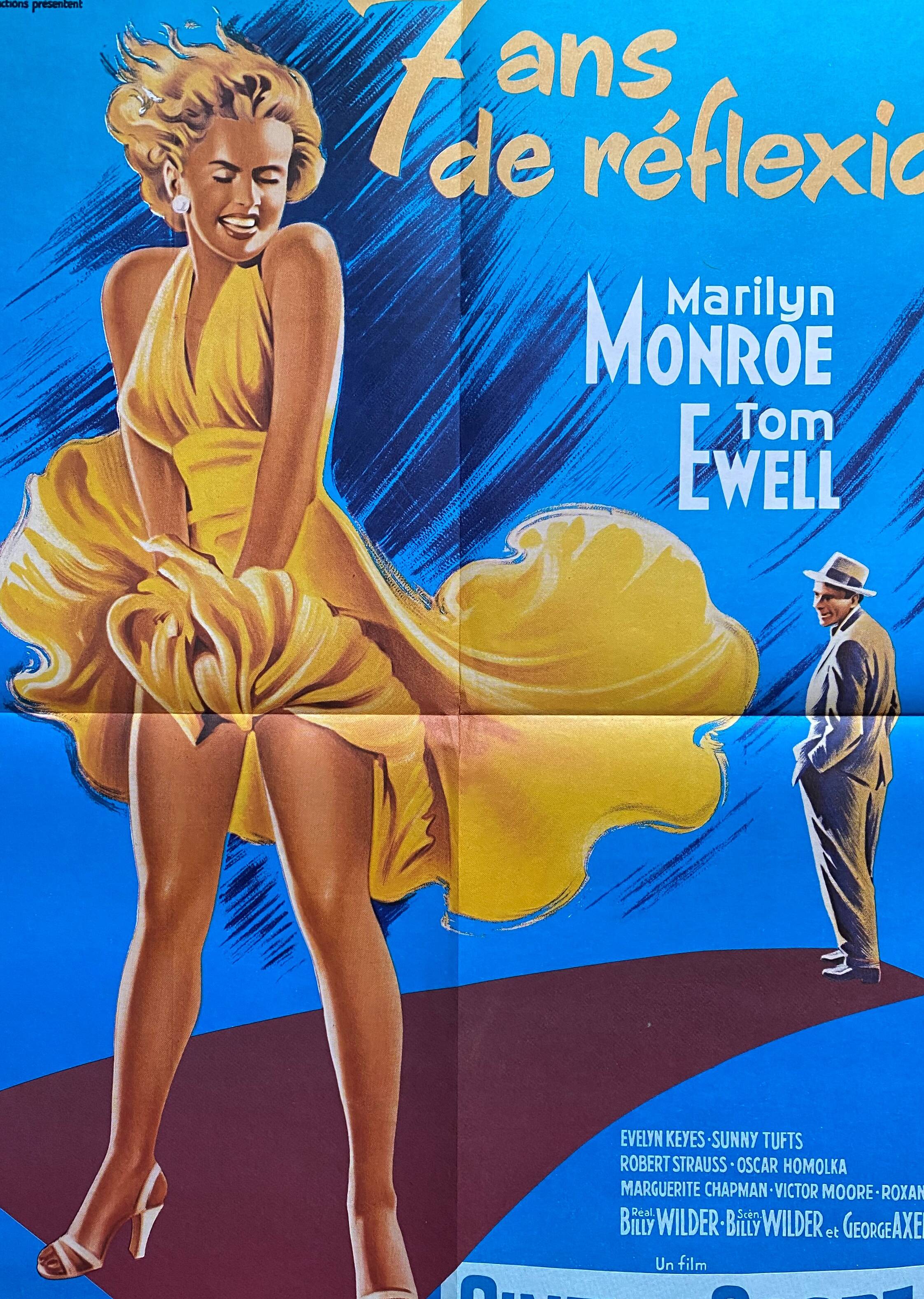 Affiche cinéma "Sept ans de réflexion" Marilyn Monroe 60x80cm 1970