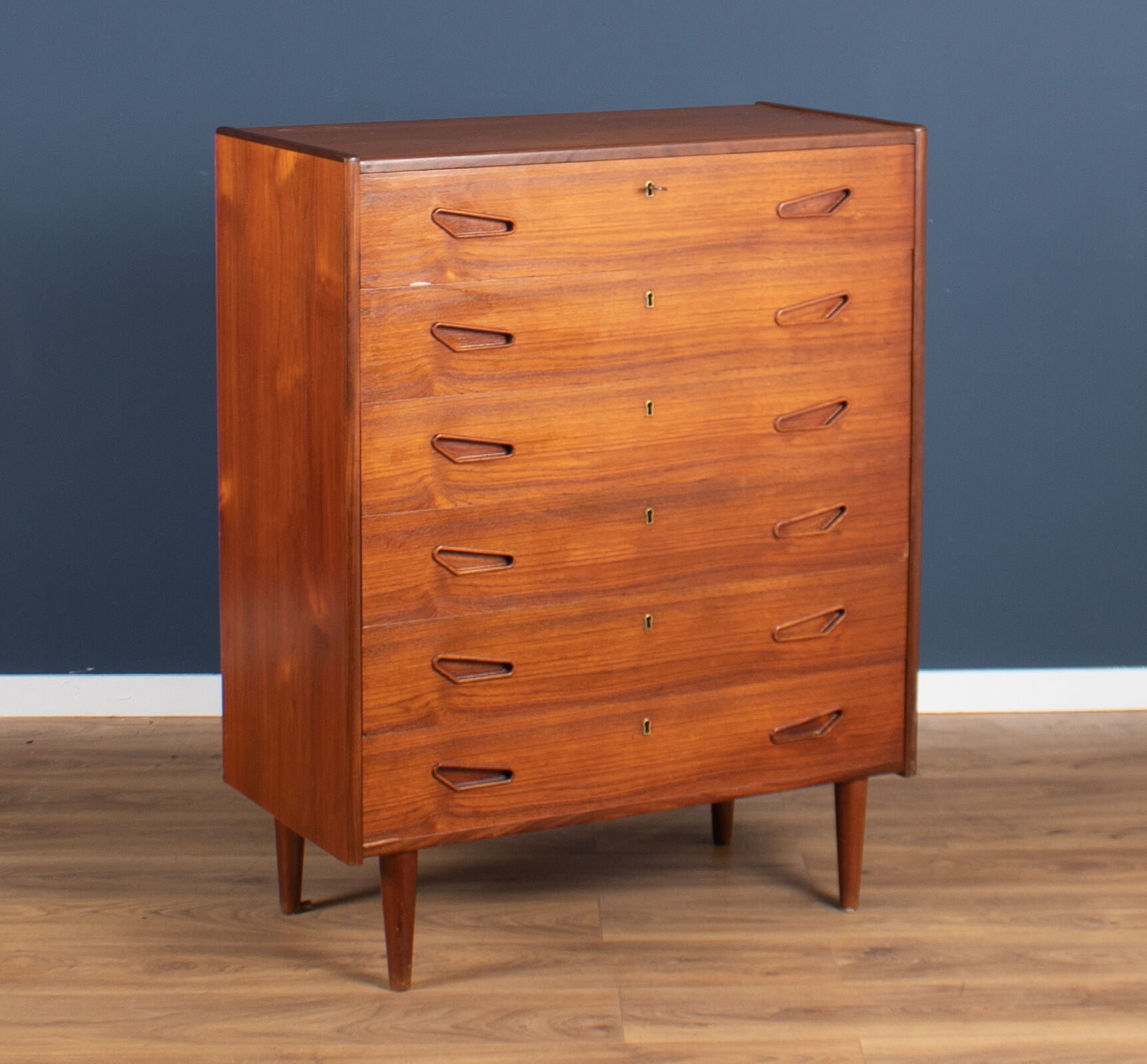 Retro teak 1960s danish mid century chest of drawers made in denmark
