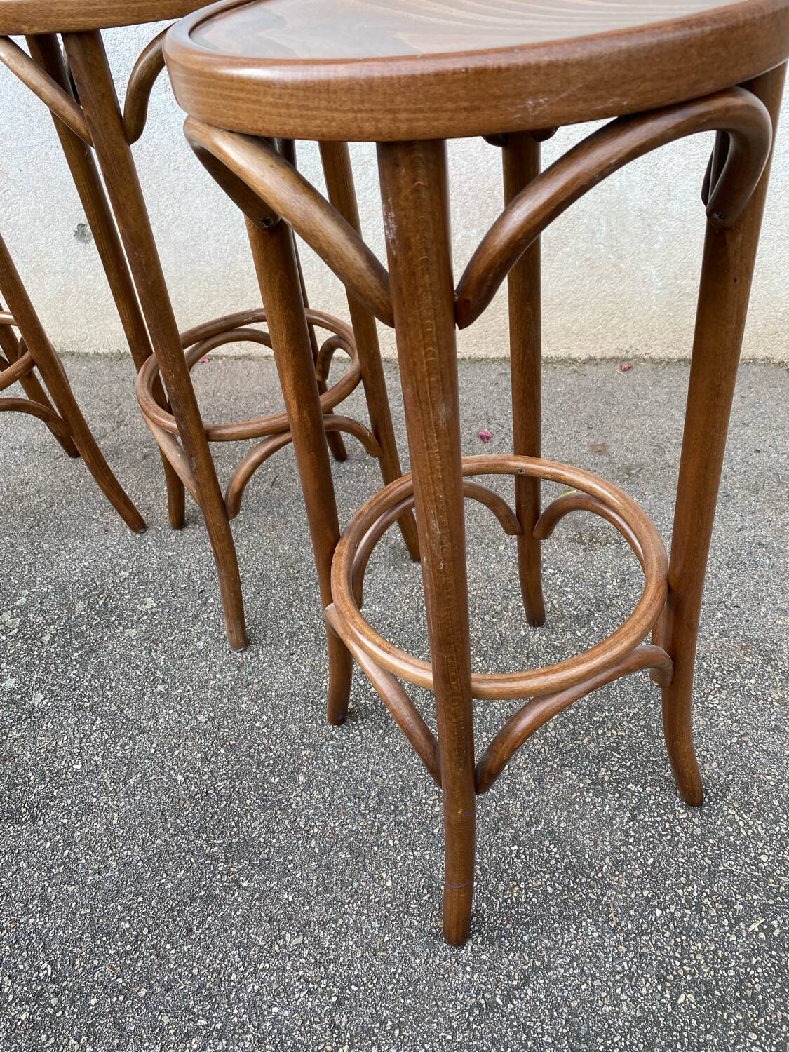 Set de 4 tabourets de bar, bois courbé