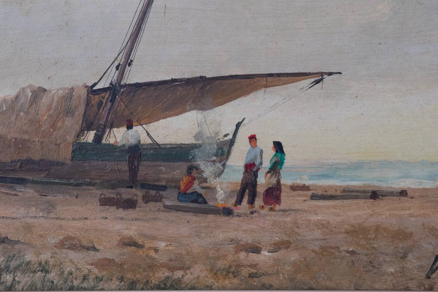 Bateau de pêche méditerranéen - Scène de plage