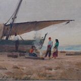 Bateau de pêche méditerranéen - Scène de plage