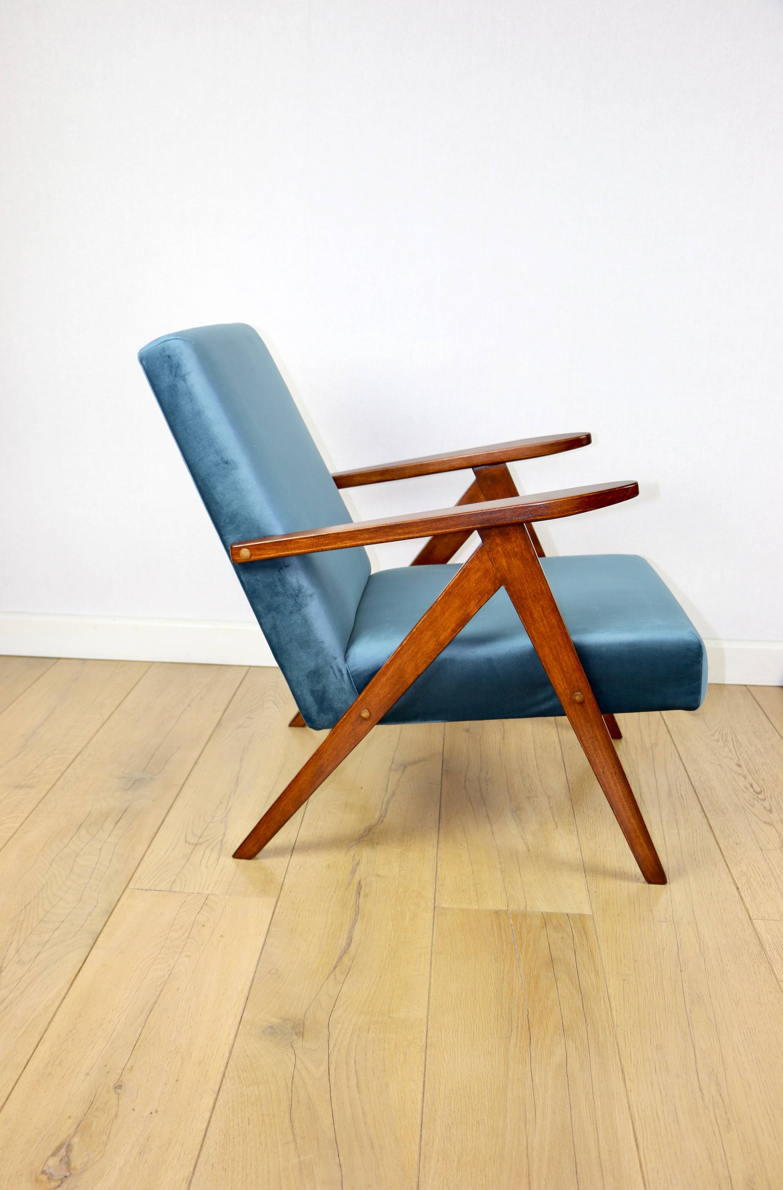 Fauteuil B-310 VAR en velours bleu mer - 2 pièces disponibles