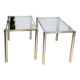 Tablettes d’appoints années 1970 en métal chromé plateaux verres