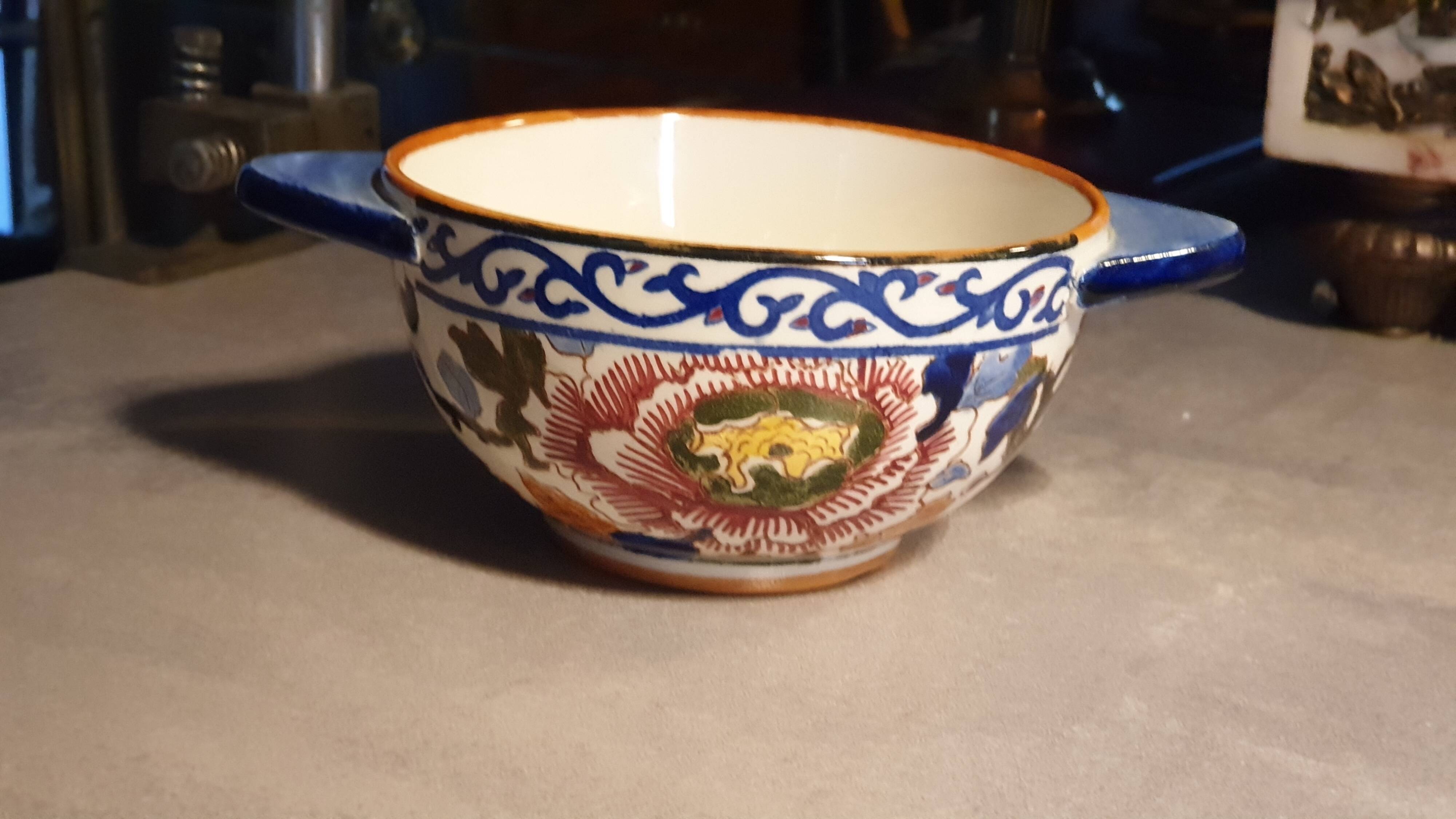 Bol faïence de gien décor pivoines