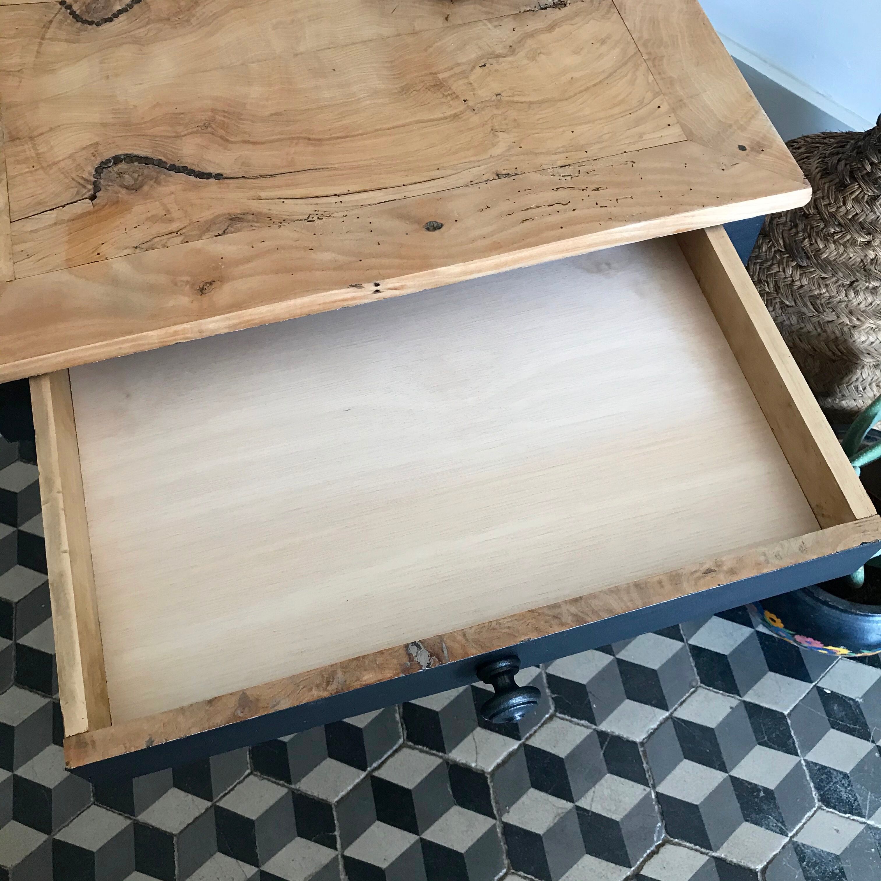 Wooden and black side table