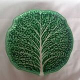 Majolica cabbage dish leaf green ceramic plate marked secla portugal
