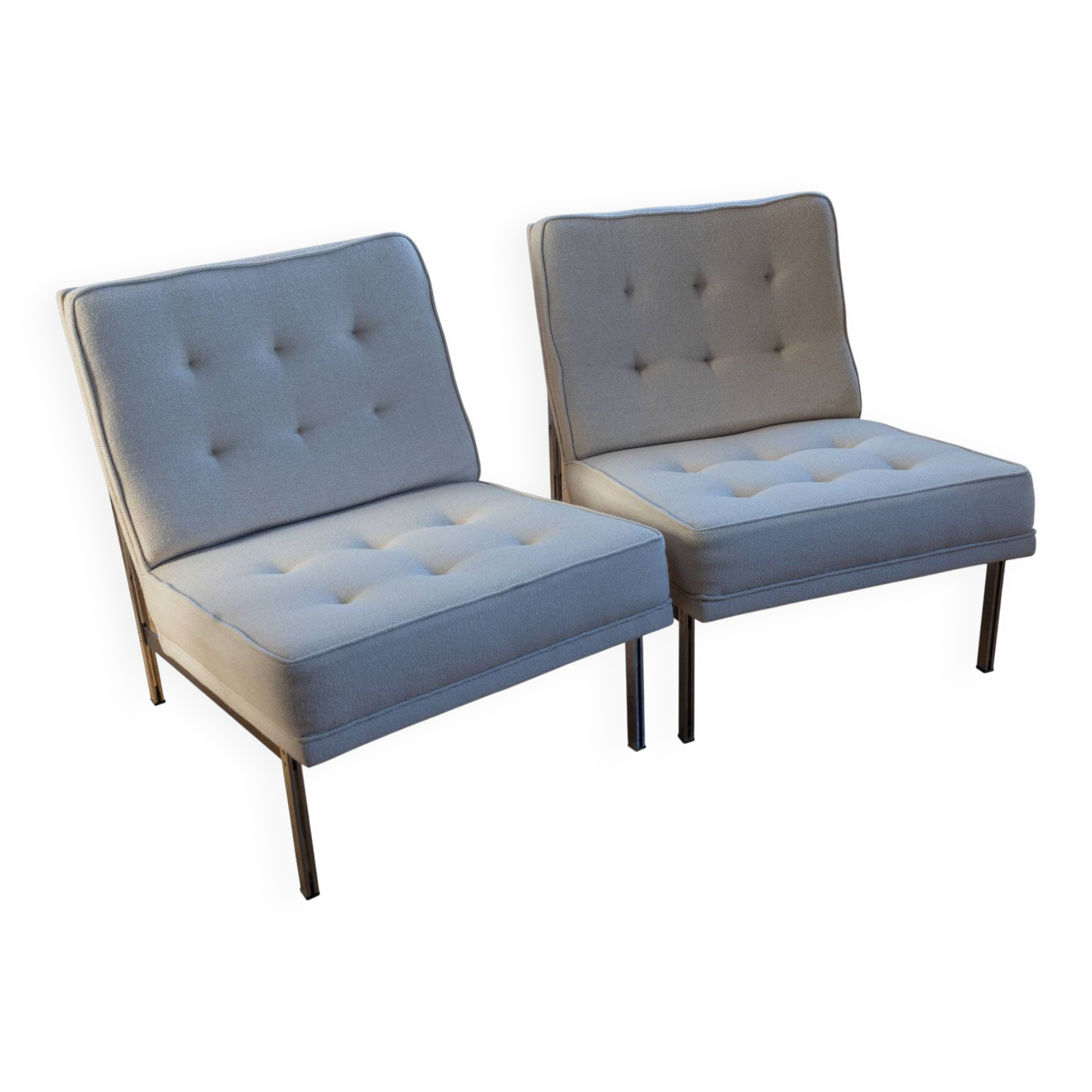 Pair of Florence Knoll "Parallel Bar" vintage armchairs – 1960s