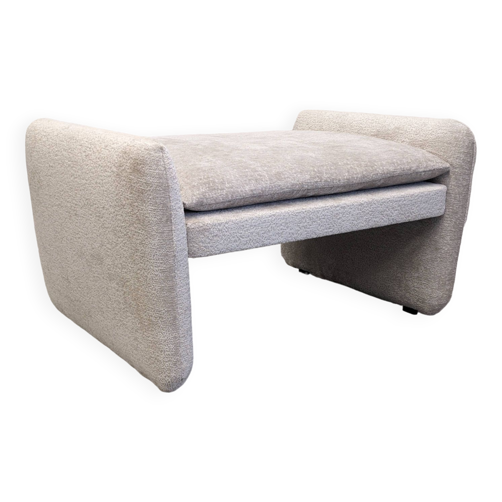 Repose-pieds multifonction moderne avec coussin doux pour salon, chambre à coucher, bureau, pieds pliables en X pieds sous le bureau avec pieds en bois massif (gris