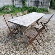 Table ferme  vintage en bois 2m, pieds en x
