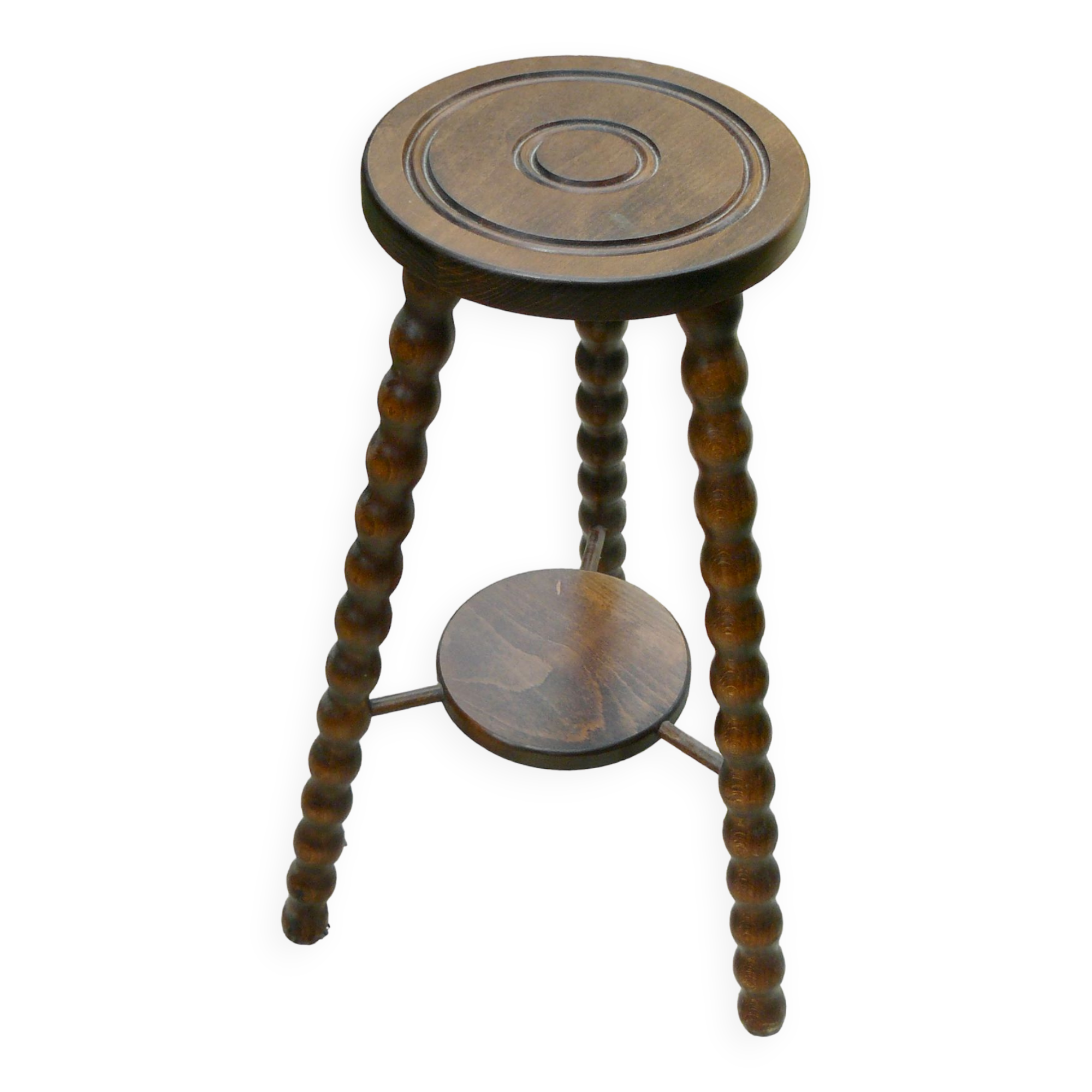 Tripod table with 2 vintage trays 1960 stool