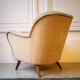 Fauteuil Club des années 40 50 original mid century Jaune beige vintage