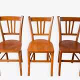 Set of 3 wooden bistro chairs 1950