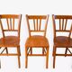 Set of 3 wooden bistro chairs 1950
