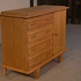 Commode en chêne 4 tiroirs 1 porte 1960's