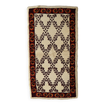 Tapis vintage français Savonnerie fait main en laine – 78 x 148 cm – 1960s