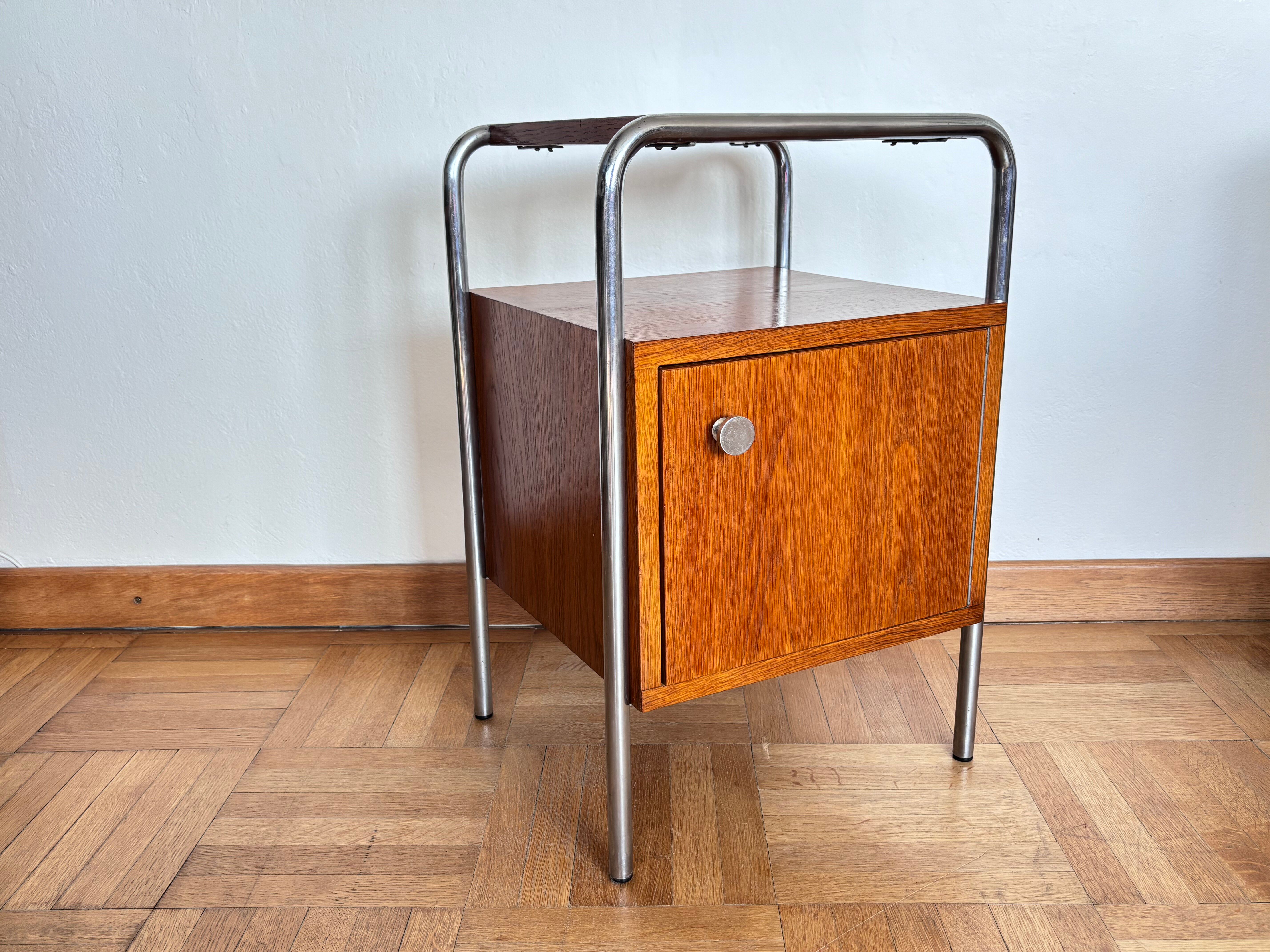 Functionalist bedside table, Kovona, Czechoslovakia