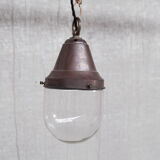 Paire de suspensions industrielles en laiton et verre