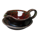 Glazed stoneware sauce boat Fontgombault, red and green, vintage 1960-1970.
