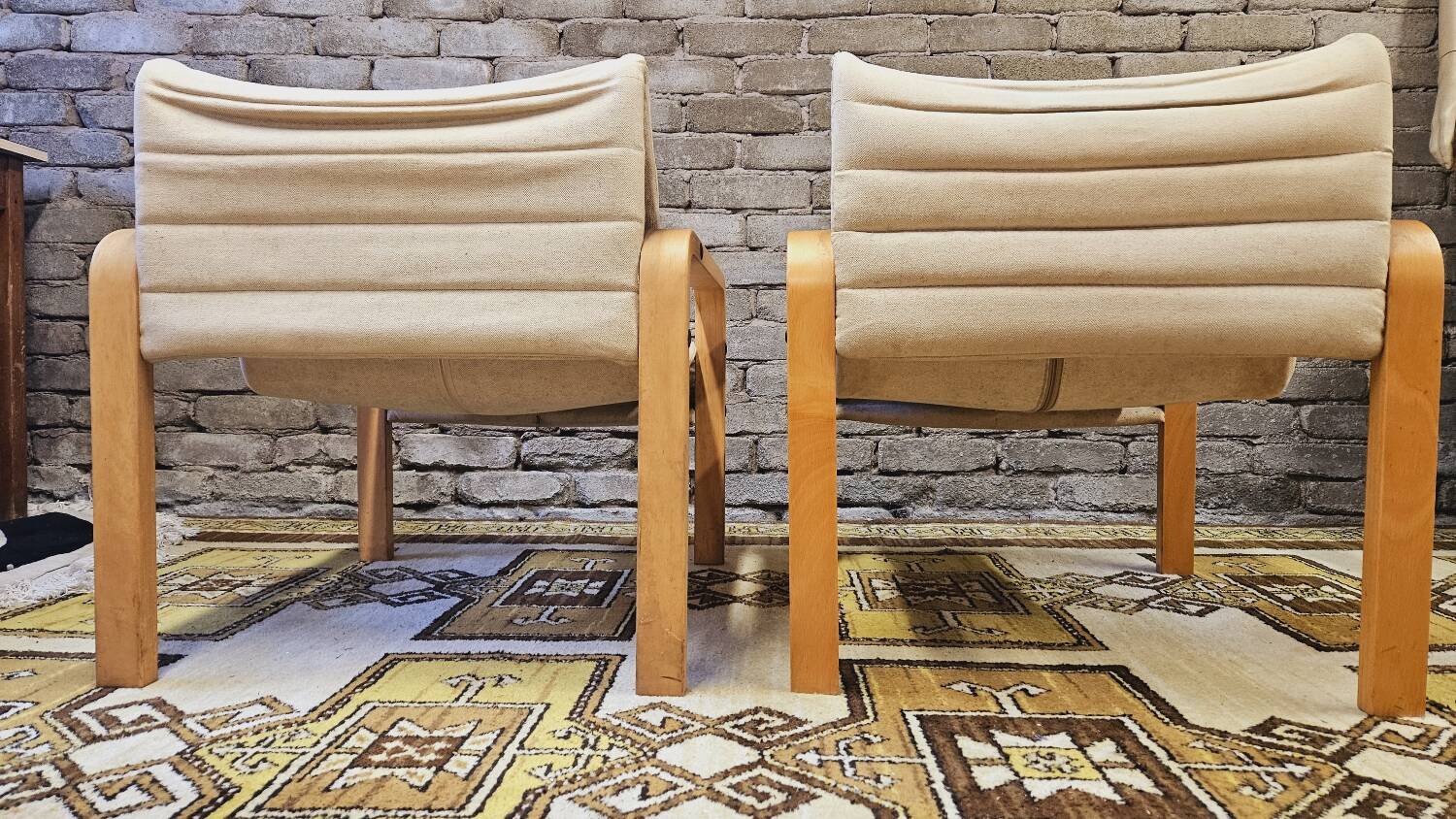 Paire de fauteuil bois courbé 1970 vintage