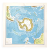 Vintage South Pole Antarctica map from 1950