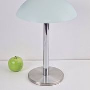 Mid-Century Mushroom Table Lamp in Sandblasted Glass, Stainless Steel & Chrome, 1960s