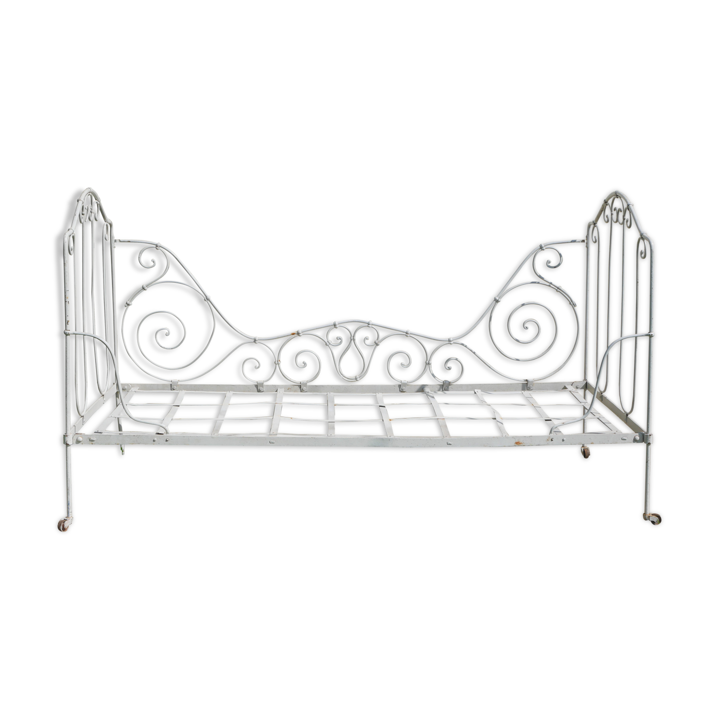 Old wrought iron bed bench