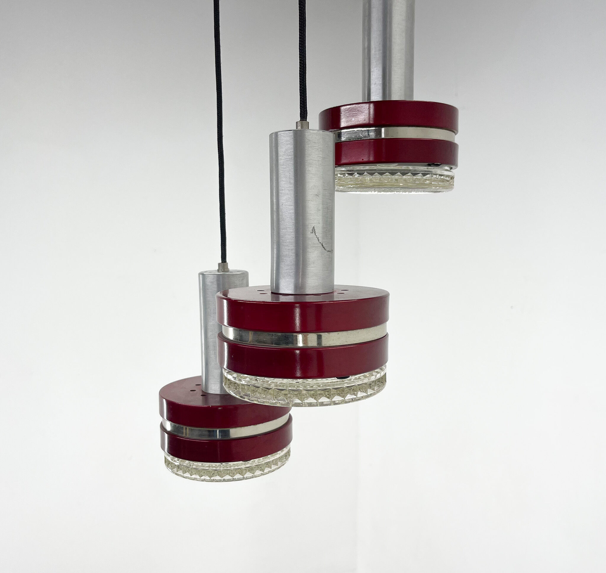 1960's Italian Cascade Metal & Glass Pendant