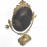 Brass table psyche mirror