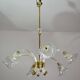 Amazing 6 light Art Deco Murano glass and brass chrome chandelier by Barovier