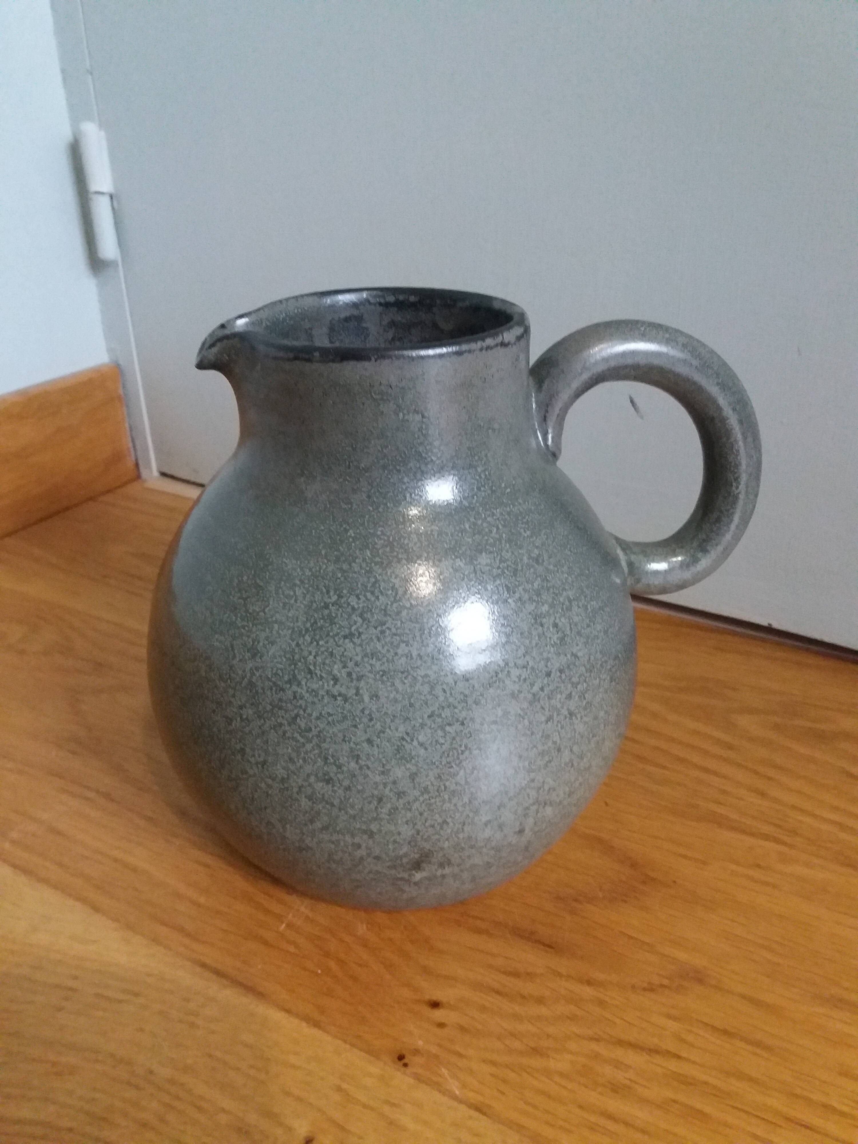 Pitcher michel and denise pointu arts céram sandstone from puisaye 50s 60s