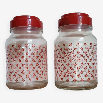 2 glass condiment jars