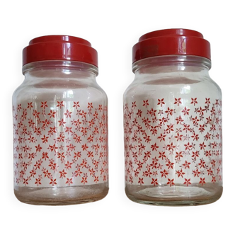 2 pots à condiments en verre
