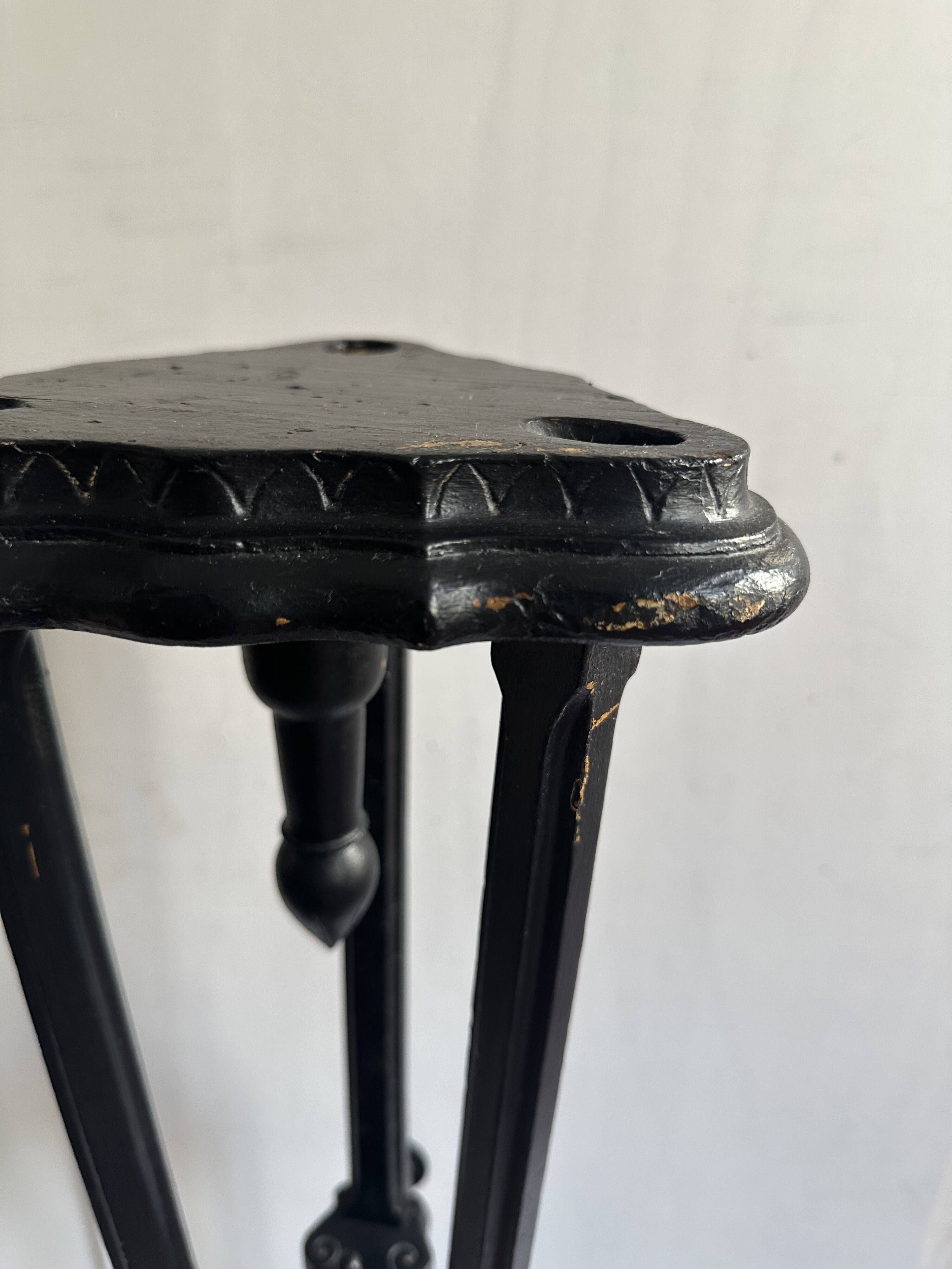 Napoleon III stool in blackened carved wood, 19th century