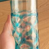 6 orangeade glasses in bubbled blown glass color duck blue