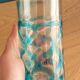 6 orangeade glasses in bubbled blown glass color duck blue