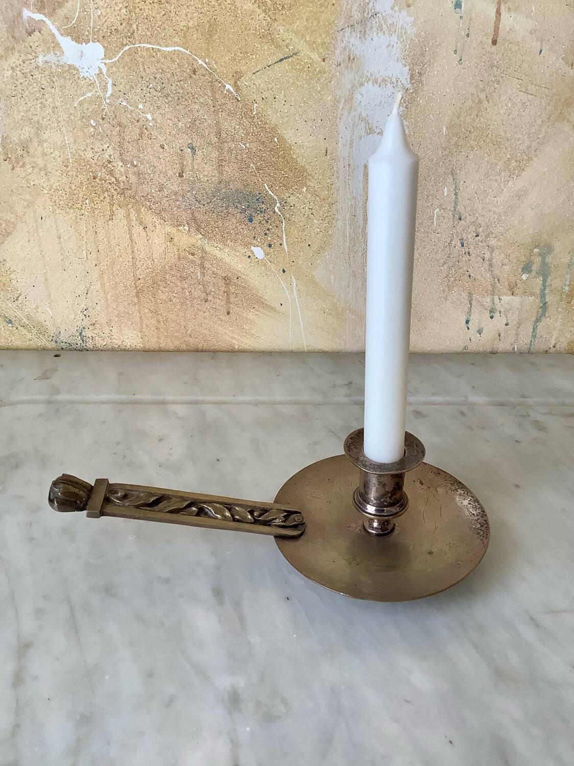 Silver cellar rat candle holder