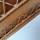 Commode bois et rotin vintage