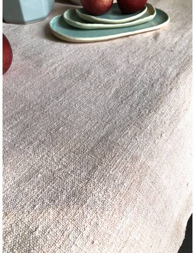 Antique Harvest Tablecloth in Pure Hemp Dyed Tea Rose