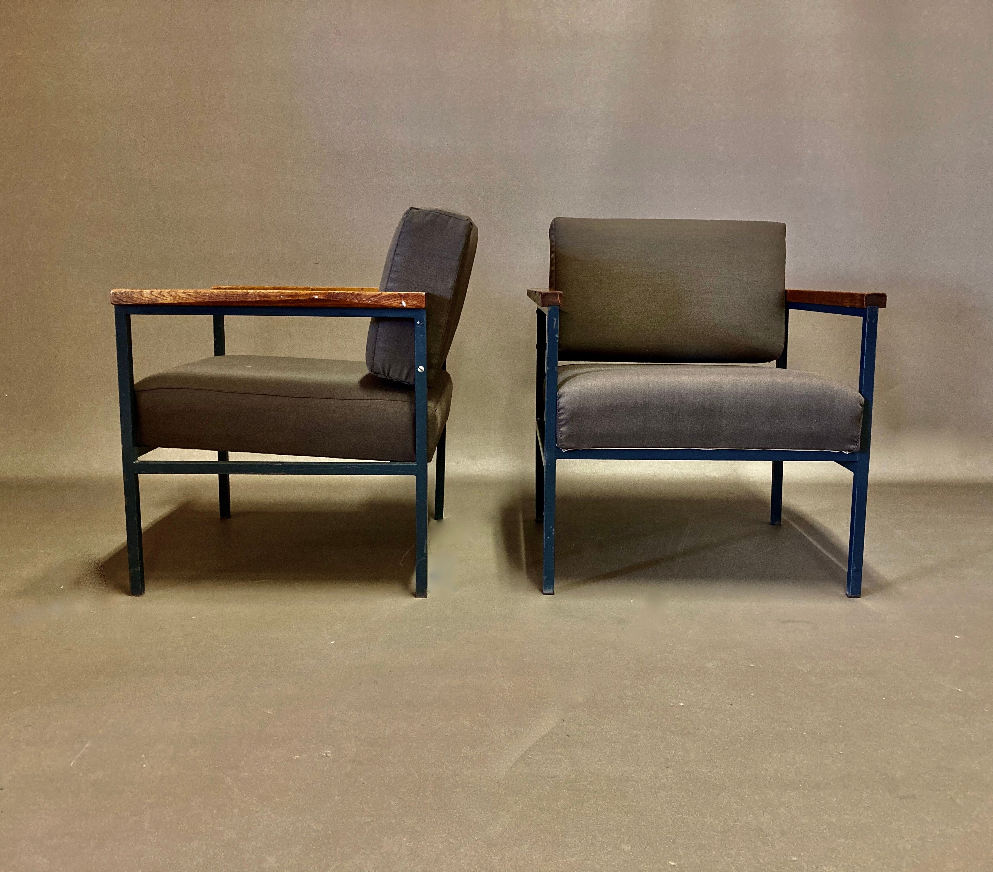 Armchair metal and teak 1950