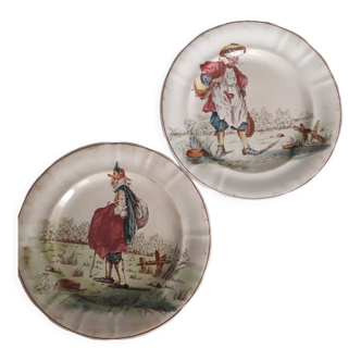 Series of 2 longwy polychrome plates