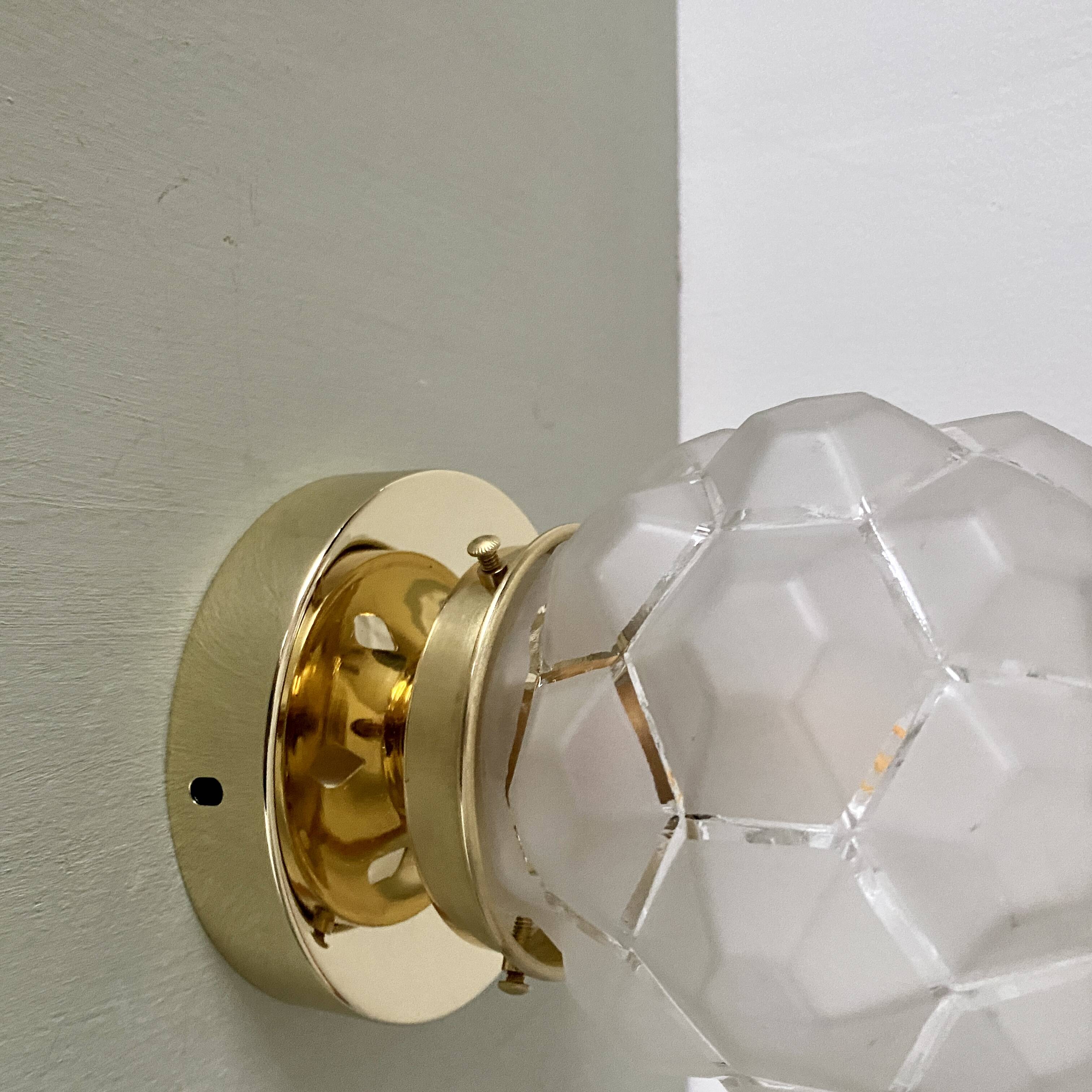Vintage art deco globe wall or ceiling light in frosted glass
