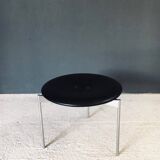 Midcentury Modern Leather Tripod Stool by Uno & Östen Kristiansson for Luxus, Sweden, 1960s