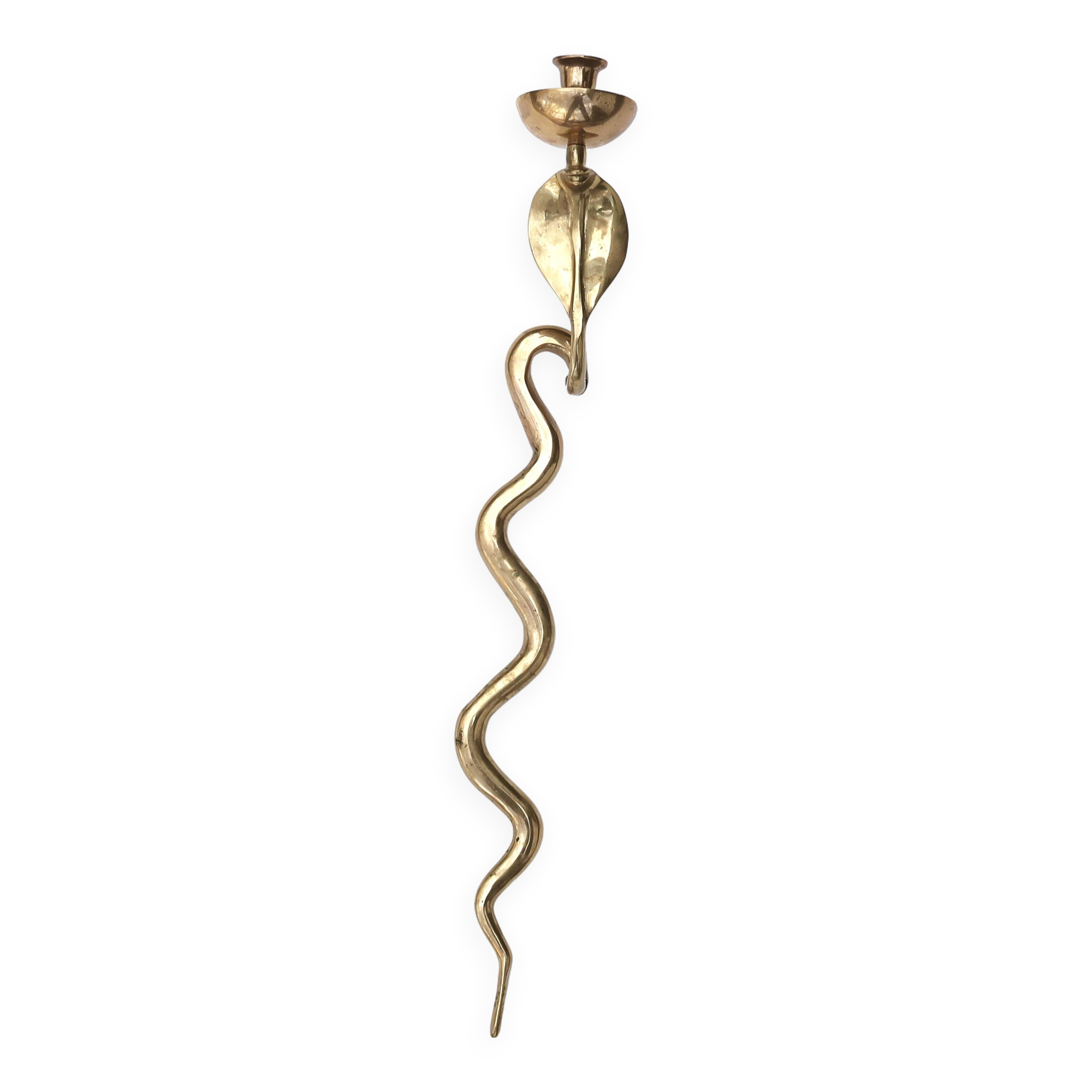 Large Brass Cobra Wall Candle Holder, 1970s