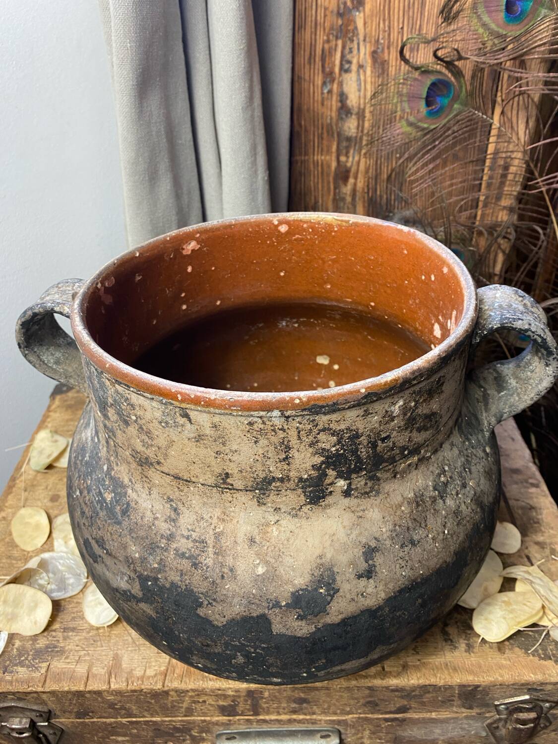 Antique terracotta pot with handles Vallauris